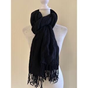Cejon Scarf Black Tassel Hem Shawl Wrap Rayon OS Winter Comfortcore